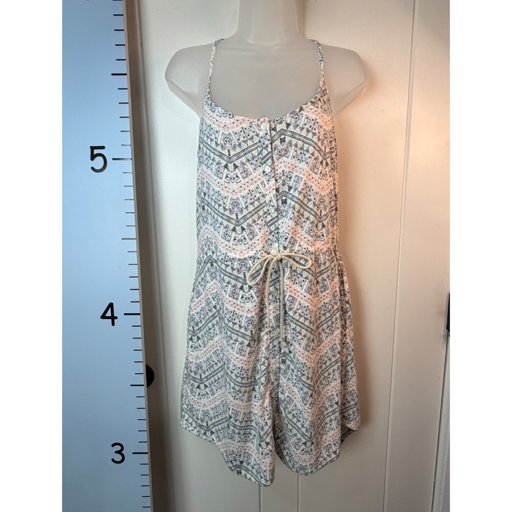 Victoria's Secret Chemise Short Nightgown Medium Geometric Sleeveless Button Tie